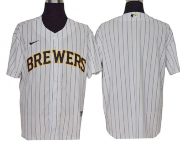 Milwaukee Brewers Blank White Pinstripe Alternate Cool Base Jersey