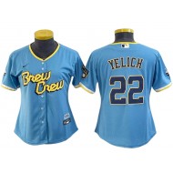 Milwaukee Brewers #22 Christian Yelich Powder Blue City Connect Limited Jersey