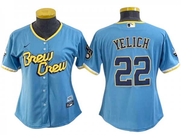 Milwaukee Brewers #22 Christian Yelich Powder Blue City Connect Limited Jersey