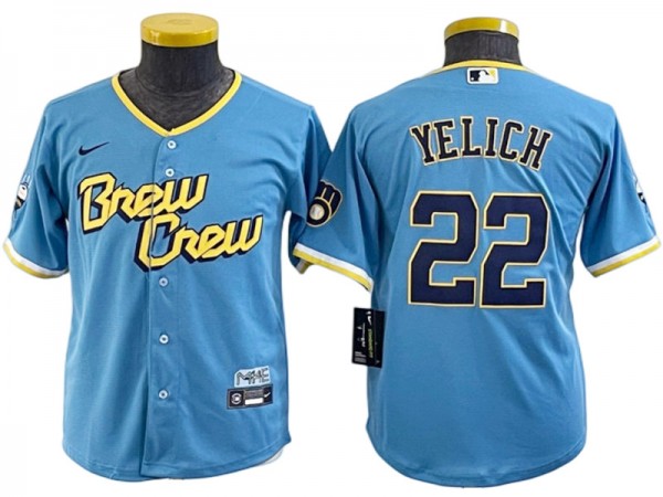 Milwaukee Brewers #22 Christian Yelich Powder Blue City Connect Limited Jersey