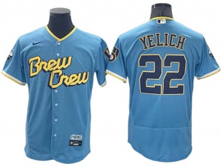 Milwaukee Brewers #22 Christian Yelich Powder Blue City Connect Flex Base Jersey