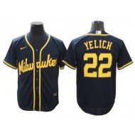 Milwaukee Brewers #22 Christian Yelich Navy Alternate Cool Base Jersey