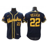 Milwaukee Brewers #22 Christian Yelich Navy Alternate Flex Base Jersey