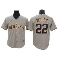 Milwaukee Brewers #22 Christian Yelich Gray Road Cool Base Jersey