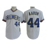 Milwaukee Brewers #44 Hank Aaron White Cooperstown Collection Jersey