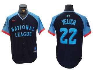 National League #22 Christian Yelich 2024 MLB All-Star Game Limited Jersey - Navy