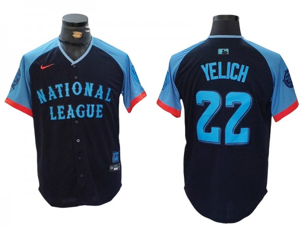 National League #22 Christian Yelich 2024 MLB All-Star Game Limited Jersey - Navy