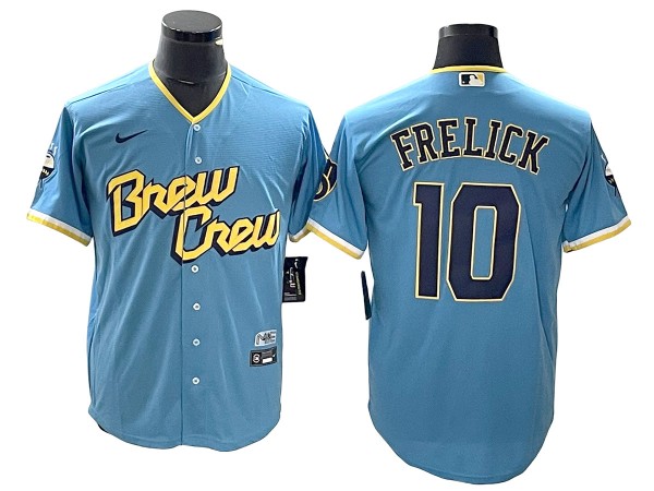 Milwaukee Brewers #10 Sal Frelick Powder Blue City Connect Limited Jersey