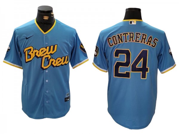 Milwaukee Brewers #24 William Contreras Powder Blue City Connect Jersey