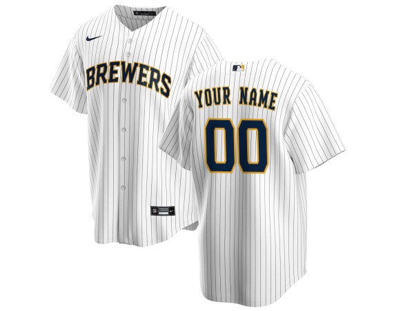 Custom Milwaukee Brewers Cool Base Jersey - Cream/White/Gray/Navy 