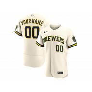 Custom Milwaukee Brewers Flex Base Jersey - Cream/White/Gray/Navy 