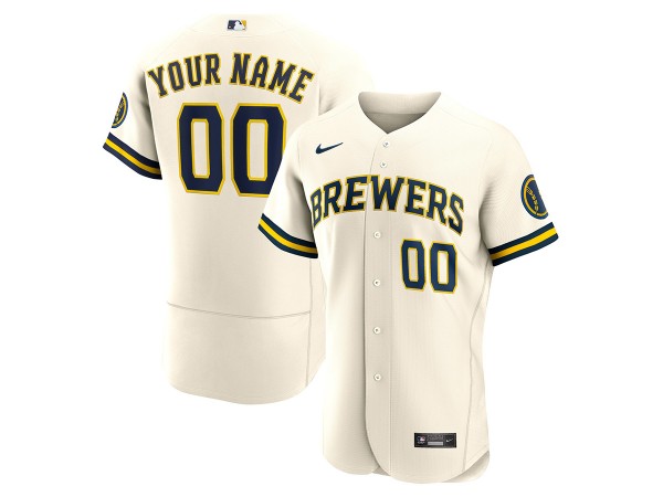 Custom Milwaukee Brewers Flex Base Jersey - Cream/White/Gray/Navy 