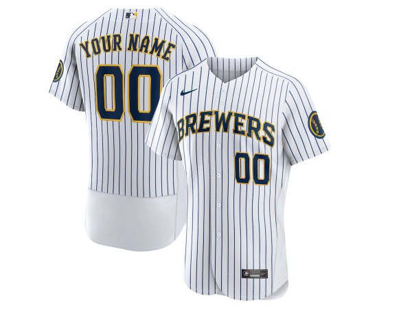 Custom Milwaukee Brewers Flex Base Jersey - Cream/White/Gray/Navy 