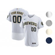 Custom Milwaukee Brewers Flex Base Jersey - Cream/White/Gray/Navy 