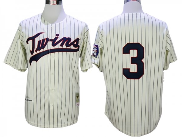 Minnesota Twins #3 Harmon Killebrew Cream Stripe 1969 Throwback Jersey