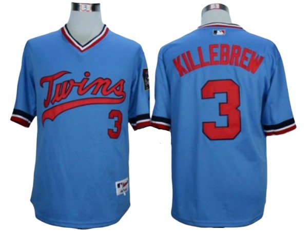 Minnesota Twins #3 Harmon Killebrew Light Blue Cooperstown Jersey