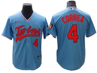 Minnesota Twins #4 Carlos Correa Light Blue Road Cool Base Jersey