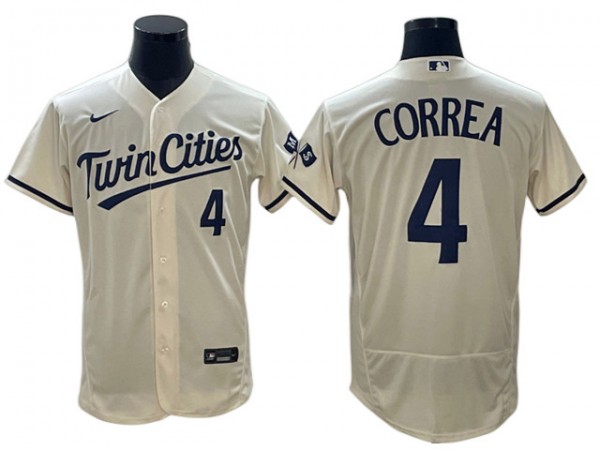 Minnesota Twins #4 Carlos Correa Cream Alternate Flex Base Jersey