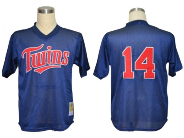 Minnesota Twins #14 Kent Hrbek Navy 1991 Mesh Throwback Jersey