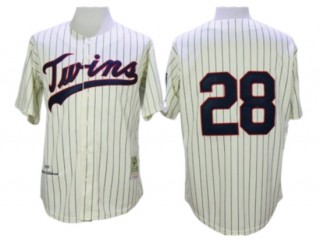 Minnesota Twins #28 Bert Blyleven Cream Stripe 1970 Throwback Jersey