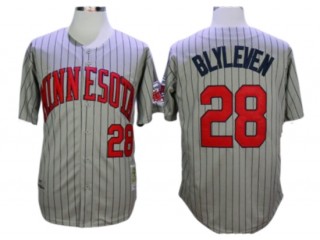 Minnesota Twins #28 Bert Blyleven Grey Stripe 1987 Throwback Jersey