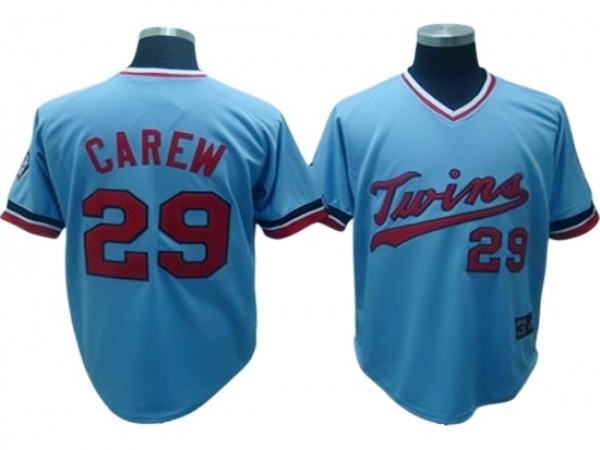 Minnesota Twins #29 Rod Carew Light Blue Throwback Jersey