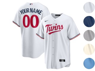 Custom Minnesota Twins Cool Base Jersey - White & Cream & Gray & Light Blue & Navy