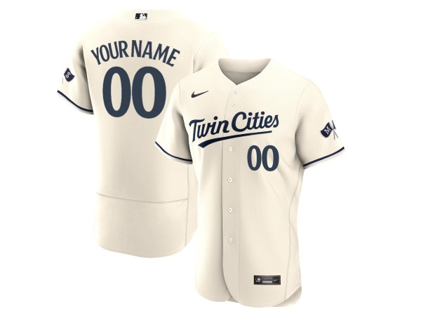 Custom Minnesota Twins Flex Base Jersey - White & Cream & Gray & Navy