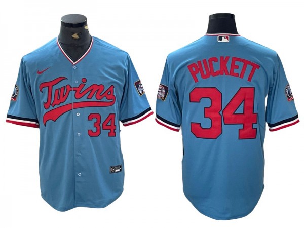 Minnesota Twins #34 Kirby Puckett Light Blue Limited Jersey