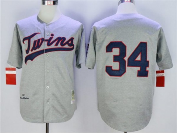 Minnesota Twins #34 Kirby Puckett Gray 1969 Throwback Jersey