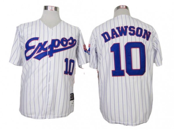 Montreal Expos #10 Andre Dawson White Stripe Throwback Jersey