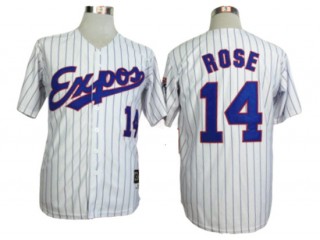 Montreal Expos #14 Pete Rose White Stripe Throwback Jersey