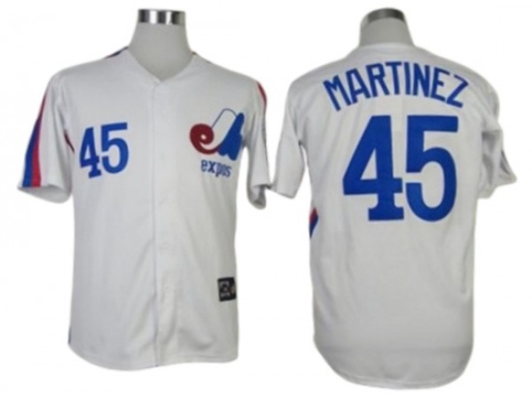 Montreal Expos #45 Pedro Martinez White Throwback Jersey