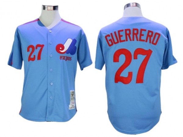 Montreal Expos #27 Vladimir Guerrero Blue Throwback Jersey