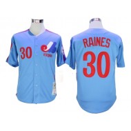 Montreal Expos #30 Tim Raines Blue Throwback Jersey