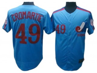 Montreal Expos #49 Warren Cromartie Blue Throwback Jersey