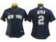 Women New York Yankees #2 Derek Jeter Player Name Jersey - White/Navy/Gray