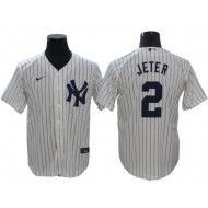 New York Yankees #2 Derek Jeter Home Player Name Jersey - White