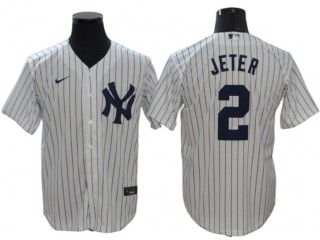 New York Yankees #2 Derek Jeter Home Player Name Jersey - White