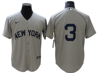 New York Yankees #3 Babe Ruth Away Limit Jersey - Gray