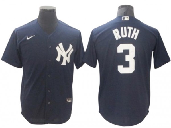 New York Yankees #3 Babe Ruth Navy Cool Base Jersey