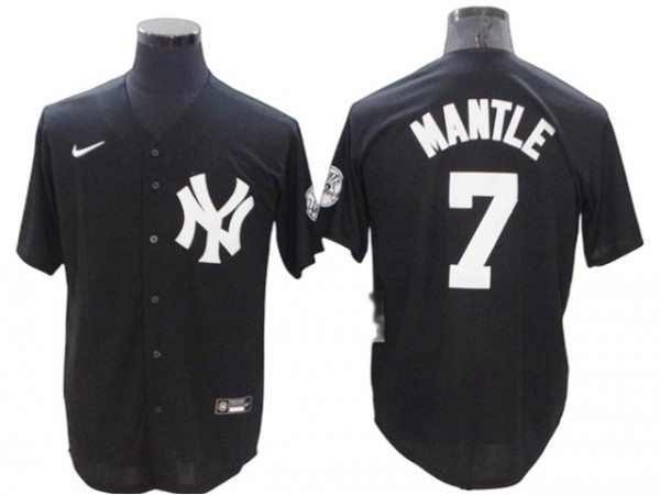 New York Yankees #7 Mickey Mantle Black Fashion Cool Base Jersey