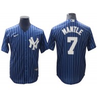 New York Yankees #7 Mickey Mantle Blue Pinstripe Cool Base Jersey