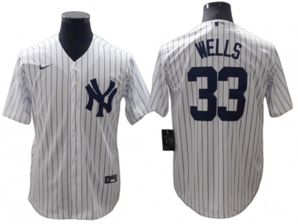 New York Yankees #33 David Wells White Home Player Name Jersey