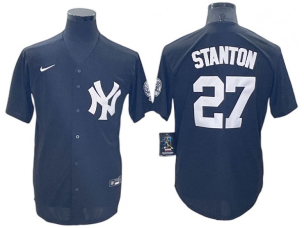 New York Yankees #27 Giancarlo Stanton Black Fashion Cool Base Jersey