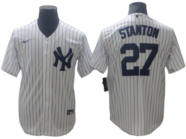 New York Yankees #27 Giancarlo Stanton Home Player Name Jersey - White