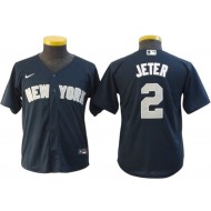 Youth New York Yankees #2 Derek Jeter Player Name Jersey - White/Navy/Gray