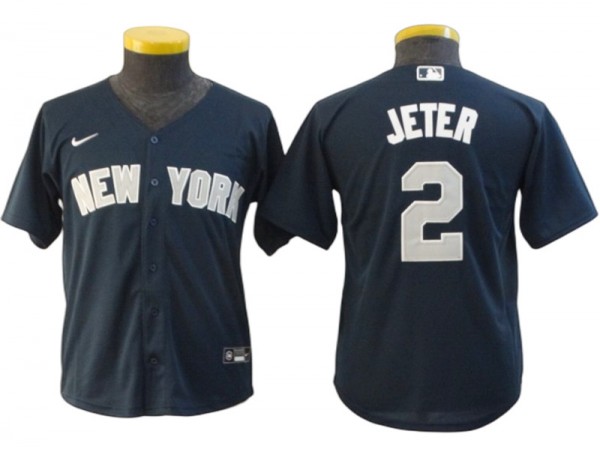 Youth New York Yankees #2 Derek Jeter Player Name Jersey - White/Navy/Gray