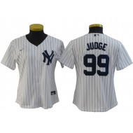 Women New York Yankees #99 Aaron Judge Player Name Jersey - White/Gray/Navy