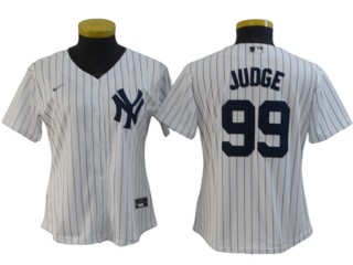 Women New York Yankees #99 Aaron Judge Player Name Jersey - White/Gray/Navy